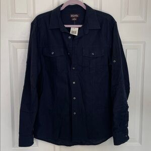 MICHAEL KORS DARK GRAY/BLUE LONG SLEEVE BUTTON-DOWN UTILITY SHIRT UNISEX SZ MED